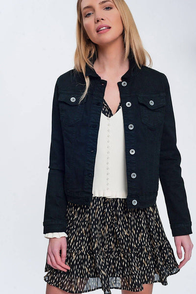 The Q2 Denim Trucker Jacket - Black