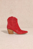 Angel Crystal Bling Low Cowboy Boots - Red