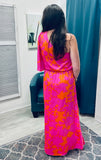 Lava Flow Meara Satin Maxi Dress - Pink-Orange