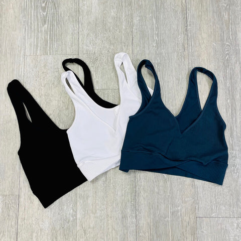 Simply Niki Ribbed Crossover Bra - One Size