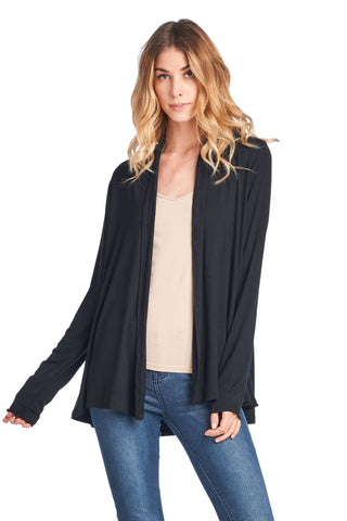 Long Sleeve Bamboo Jersey Cardigan - Black