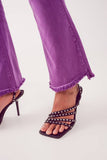 The Q2 Flare Jeans with Raw Edge Hem -  Purple