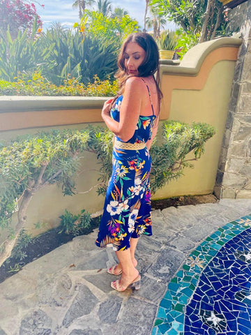 Tropical Print Midi Skirt