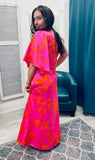 Lava Flow Meara Satin Maxi Dress - Pink-Orange