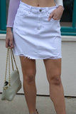 Modern Denim Mini Skirt  - White