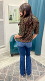 Sweet Distressed Petra Mid-Rise Flare Jeans - Dark Wash