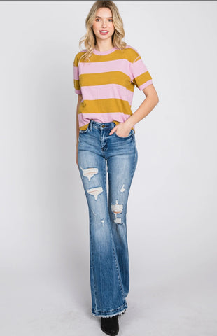 Sweet Distressed Jean by Petra in Petite - Light Wash
