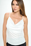 Lurex Metallic Knit Cowl Tank Top