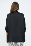 FINAL SALE:  Sophisticated Satin Draped Jacket with Pockets - Black