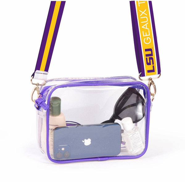 Bridget Clear Purse with   Patterned Shoulder Straps - LSU