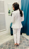 Glam Girl Notched Neck Solid Blazer - Off White