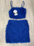 Copacabana Lurex Feather Mini Skirt - Royal Blue