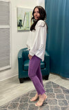 The Q2 Flare Jeans with Raw Edge Hem -  Purple