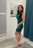 Vibrant Sequins Slip Bodycon Dress with Open Back - Teal