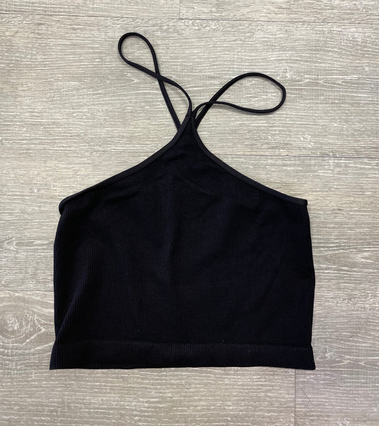 Simply Niki Ribbed Halter Bralette - One Size