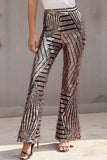 Stylish Sequin High Rise Flare Pants - Black & Gold