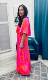 Lava Flow Meara Satin Maxi Dress - Pink-Orange