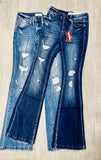 Sweet Distressed Petra Mid-Rise Flare Jeans - Dark Wash