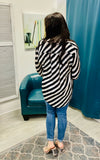 The Q2 Button Through Oversized Striped Shirt - Black