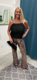 Stylish Sequin High Rise Flare Pants - Black & Gold