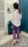 The Q2 Flare Jeans with Raw Edge Hem -  Purple