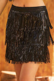 Shake Your Booty Sequin Fringe Skirt - Black