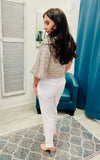 Glam Girl Pleat Belt With Buckle Solid Pants - Off White