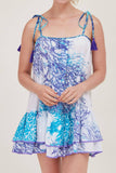 Tonia Ruffle Mini Dress in Blue Coral
