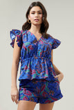 Rayanne Indigo Chia Flutter Peplum Top