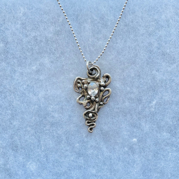 Fine Silver and Cubic Zirconium with Chain - Necklace