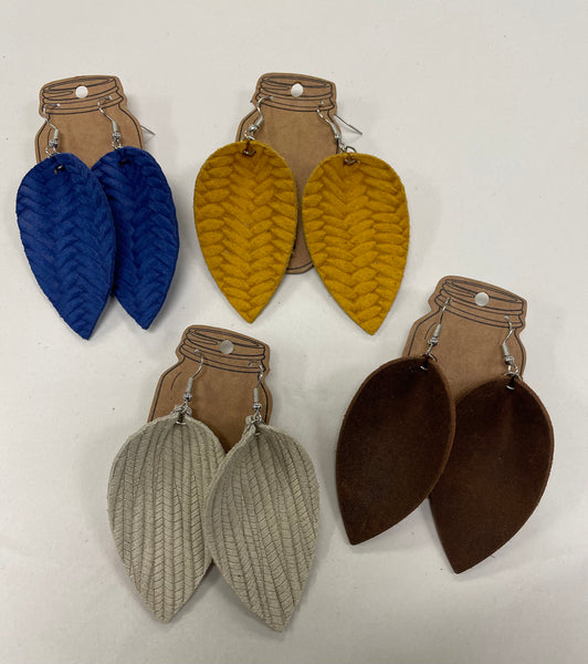 Jill's Jewels Textured Leather Earrings - Various Colors