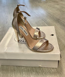 Steve Madden Angelina Shimmer Ankle Strap Sandals - Metallic Gold