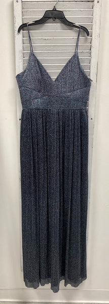 Aidan Mattox V-Neck Pleated Gown - Teal/Black
