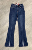 The Q2 Oh Split Flare Jeans - Medium Blue
