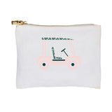 FINAL SALE: Flat Zip Pouch- White/Gold - Sports